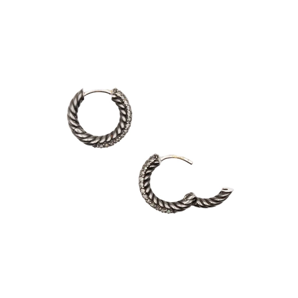 Boucles d'oreilles DAVID YURMAN en argent noirci et diamants - Castafiore