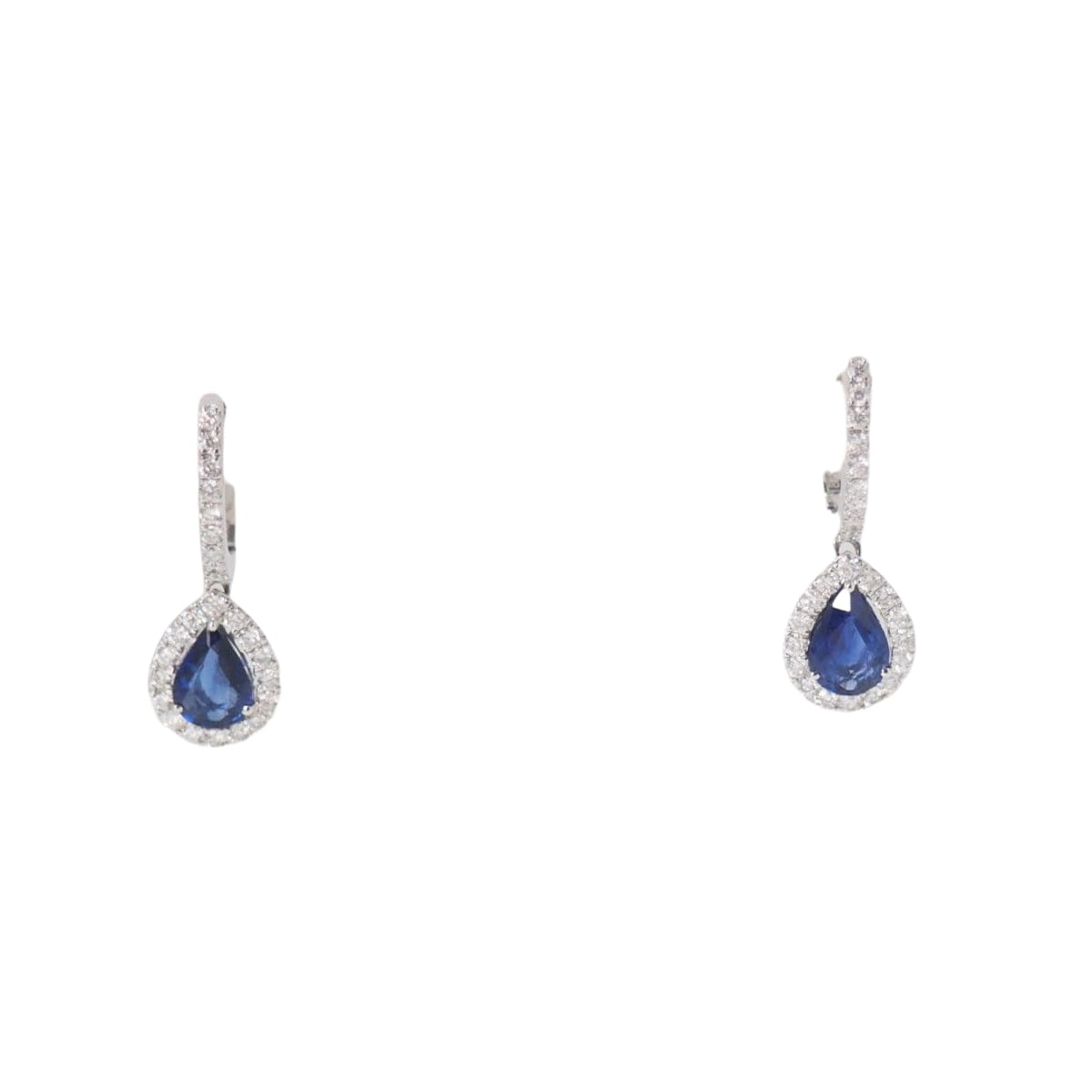 Boucles d'oreilles de luxe en or blanc, saphirs de Ceylan et diamants - Castafiore