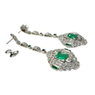 BOUCLES D'OREILLES DE STYLE ART DECO en PLATINE avec DIAMANTS et EMERALDS - Castafiore