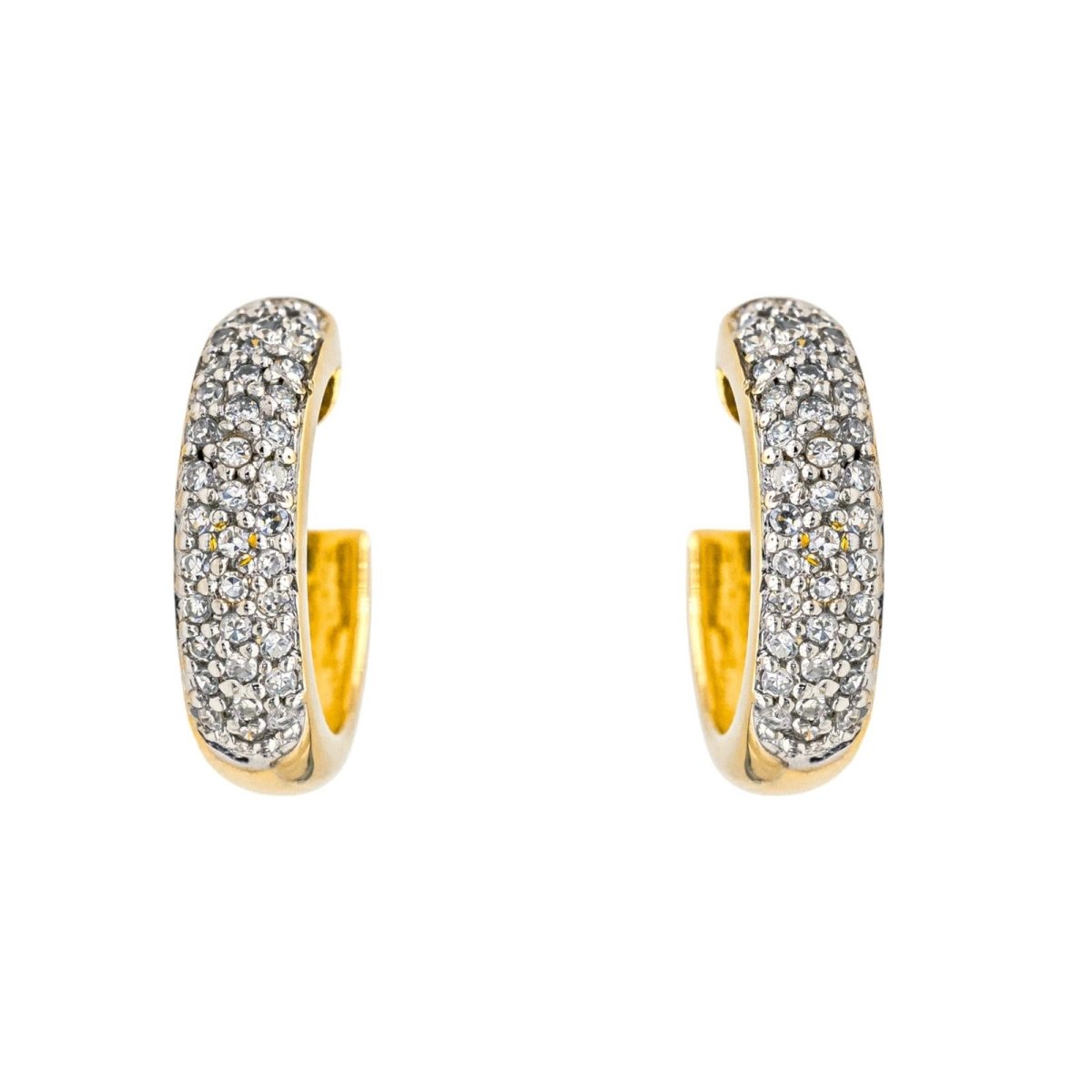 Boucles d'oreilles Demi - créoles en or jaune et diamants - Castafiore
