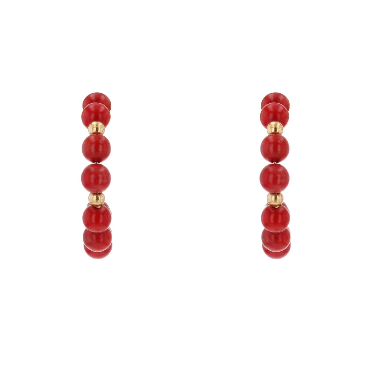 Boucles d'oreilles DEMI Créoles en or jaune et perles de corail - Castafiore
