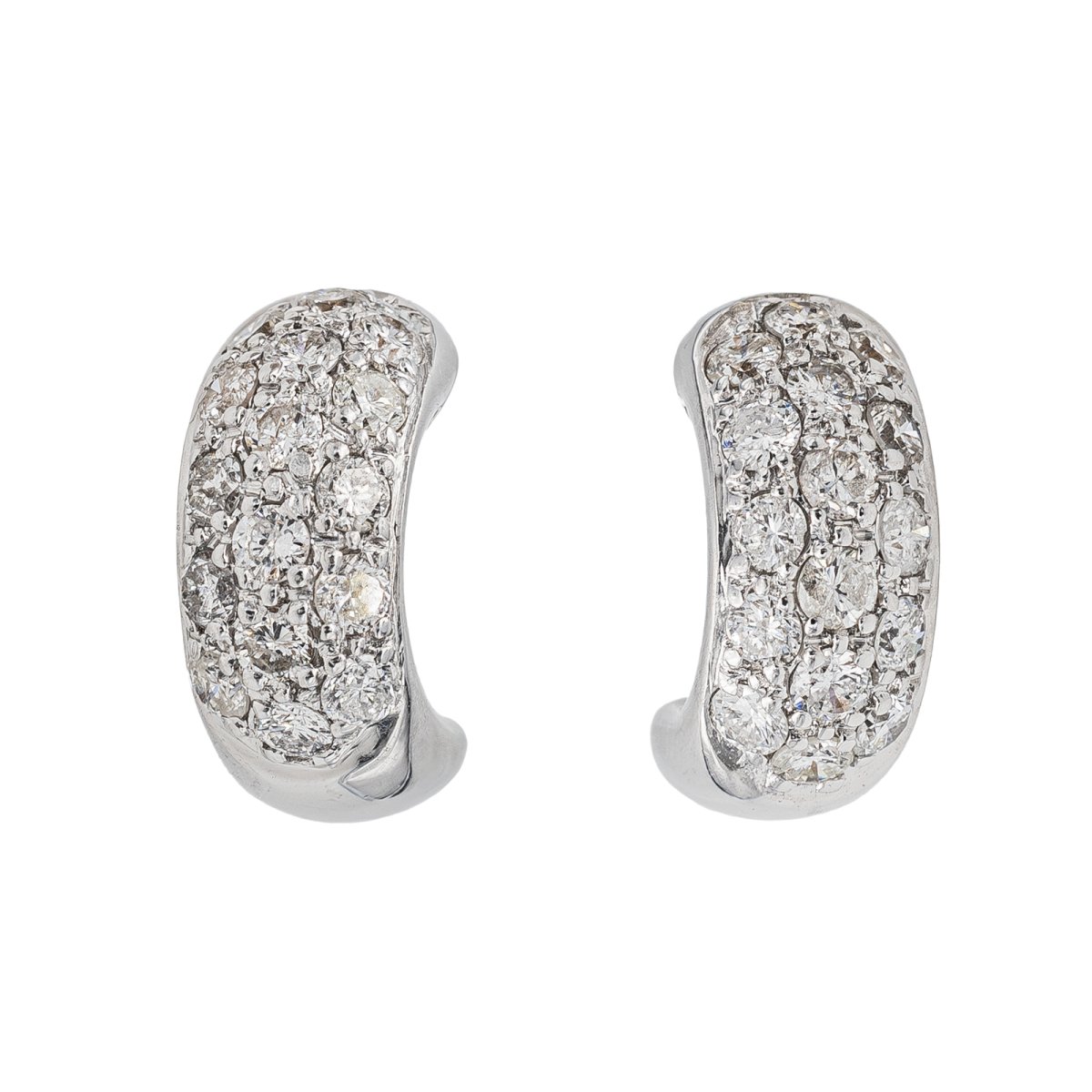 Boucles d'oreilles Demi créoles Or blanc Diamant - Castafiore