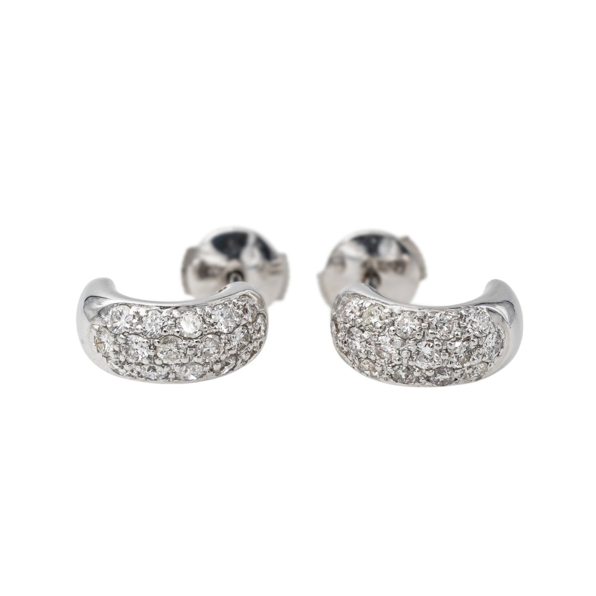 Boucles d'oreilles Demi créoles Or blanc Diamant - Castafiore