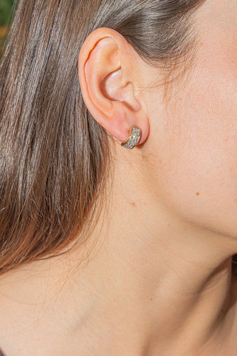 Boucles d'oreilles Demi créoles Or jaune Diamant - Castafiore