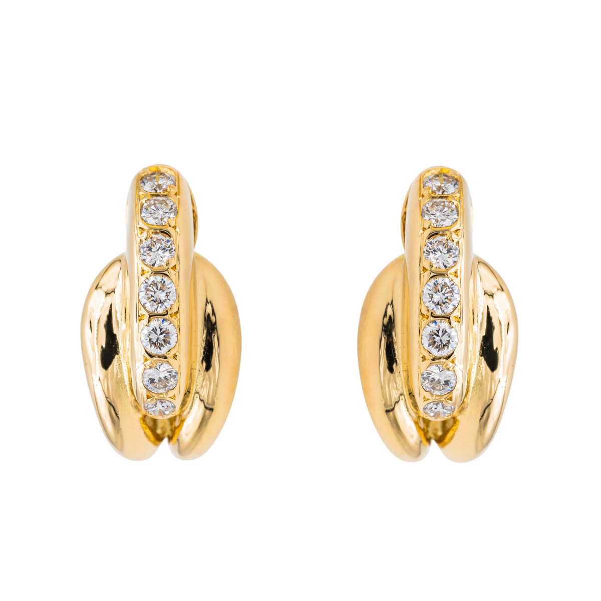 Boucles d'oreilles Demi créoles Or Jaune Diamant - Castafiore