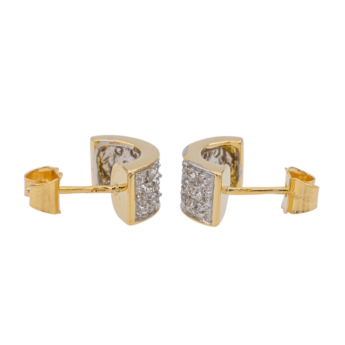 Boucles d'oreilles Demi créoles Or jaune Diamant - Castafiore