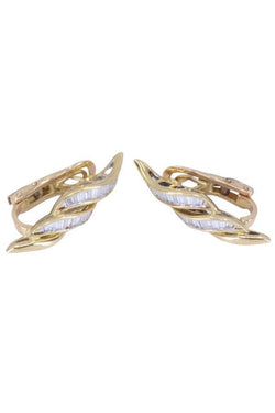 Boucles d'oreilles diamants baguettes en or jaune - Castafiore