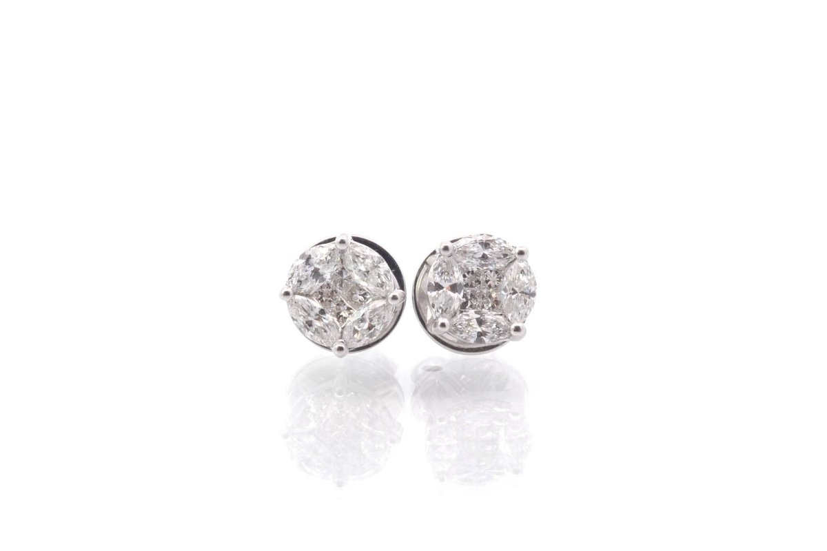 Boucles d’oreilles diamants en or blanc 18k - Castafiore