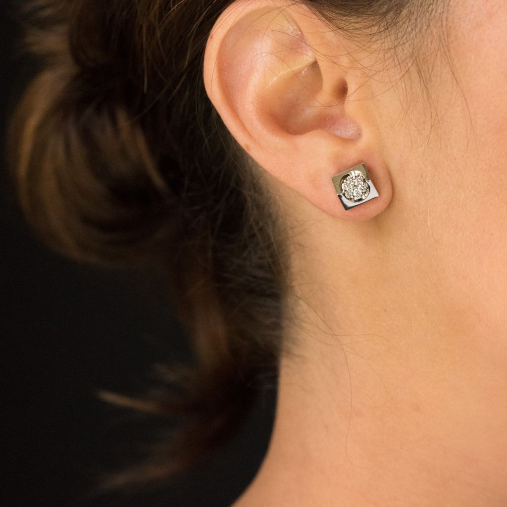 Boucles d'oreilles DIAMANTS Géométriques en or blanc - Castafiore