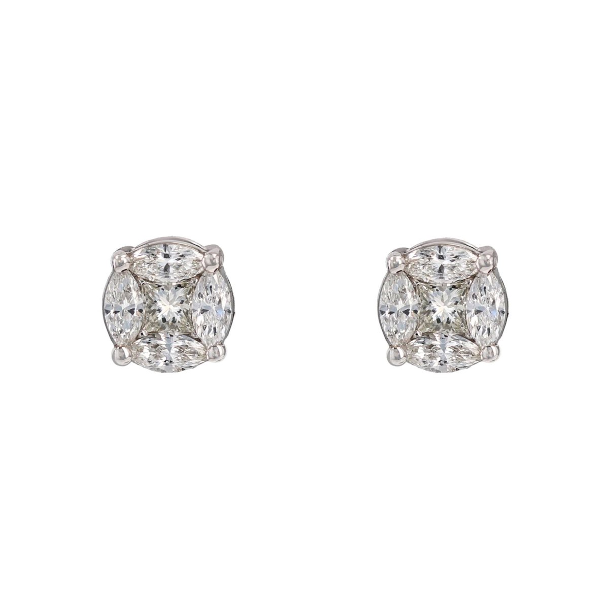 Boucles d'oreilles DIAMANTS Puces en or blanc - Castafiore