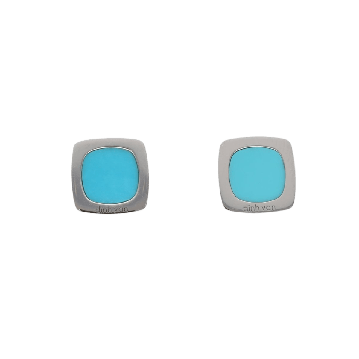 Boucles d’oreilles DINH VAN "Impression" en or gris et turquoises - Castafiore