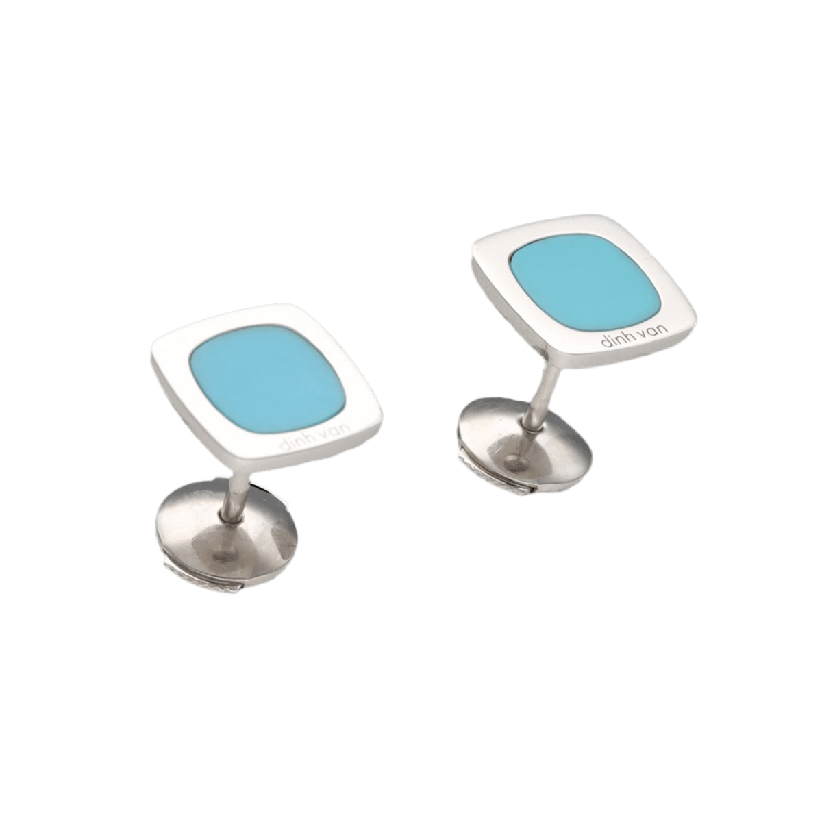 Boucles d’oreilles DINH VAN "Impression" en or gris et turquoises - Castafiore