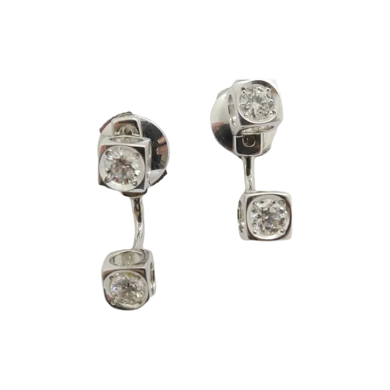 Boucles d'oreilles DINH VAN Le Cube en or blanc et diamants - Castafiore