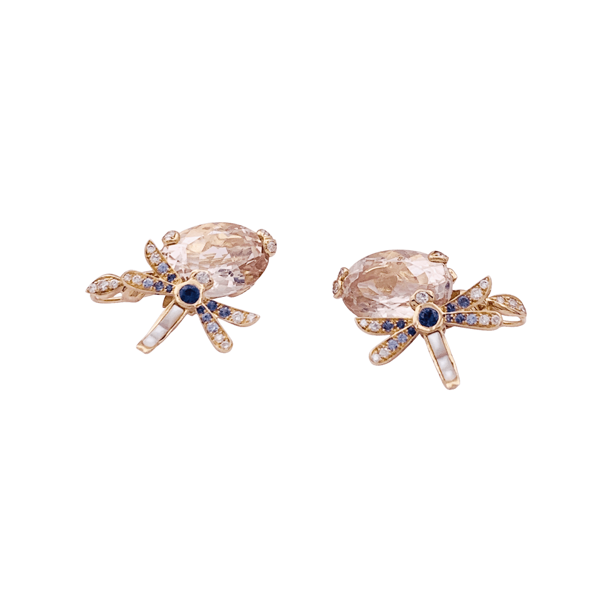 Boucles d'oreilles Dior "Gourmande" or rose, diamants, pierres de couleurs. - Castafiore