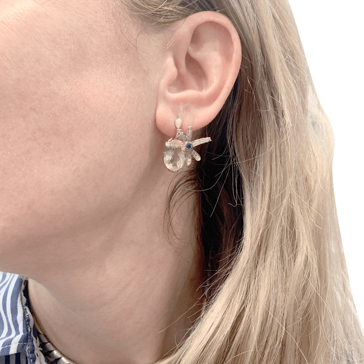 Boucles d'oreilles Dior "Gourmande" or rose, diamants, pierres de couleurs. - Castafiore