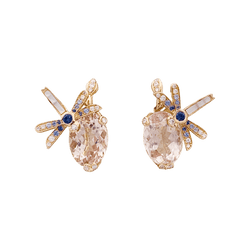 Boucles d'oreilles Dior "Gourmande" or rose, diamants, pierres de couleurs. - Castafiore