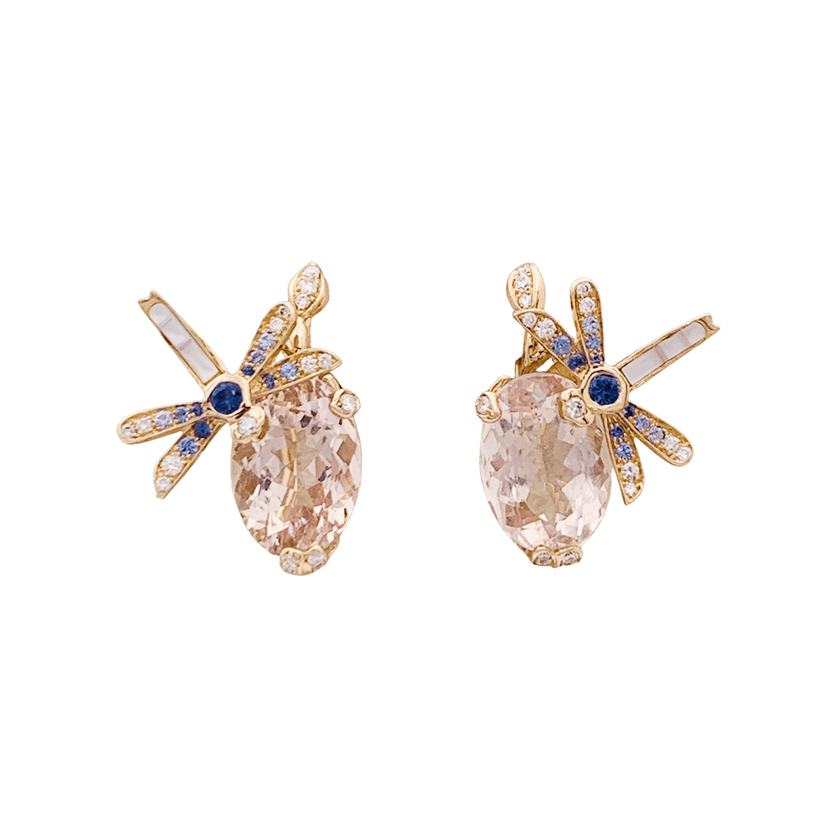 Boucles d'oreilles Dior "Gourmande" or rose, diamants, pierres de couleurs. - Castafiore