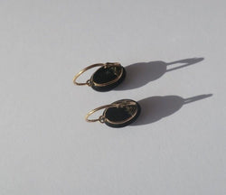 Boucles d’oreilles dormeuses anciennes Jais étoilé Or rose - Castafiore