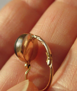 Boucles d’oreilles dormeuses Cabochon jais Or rose - Castafiore