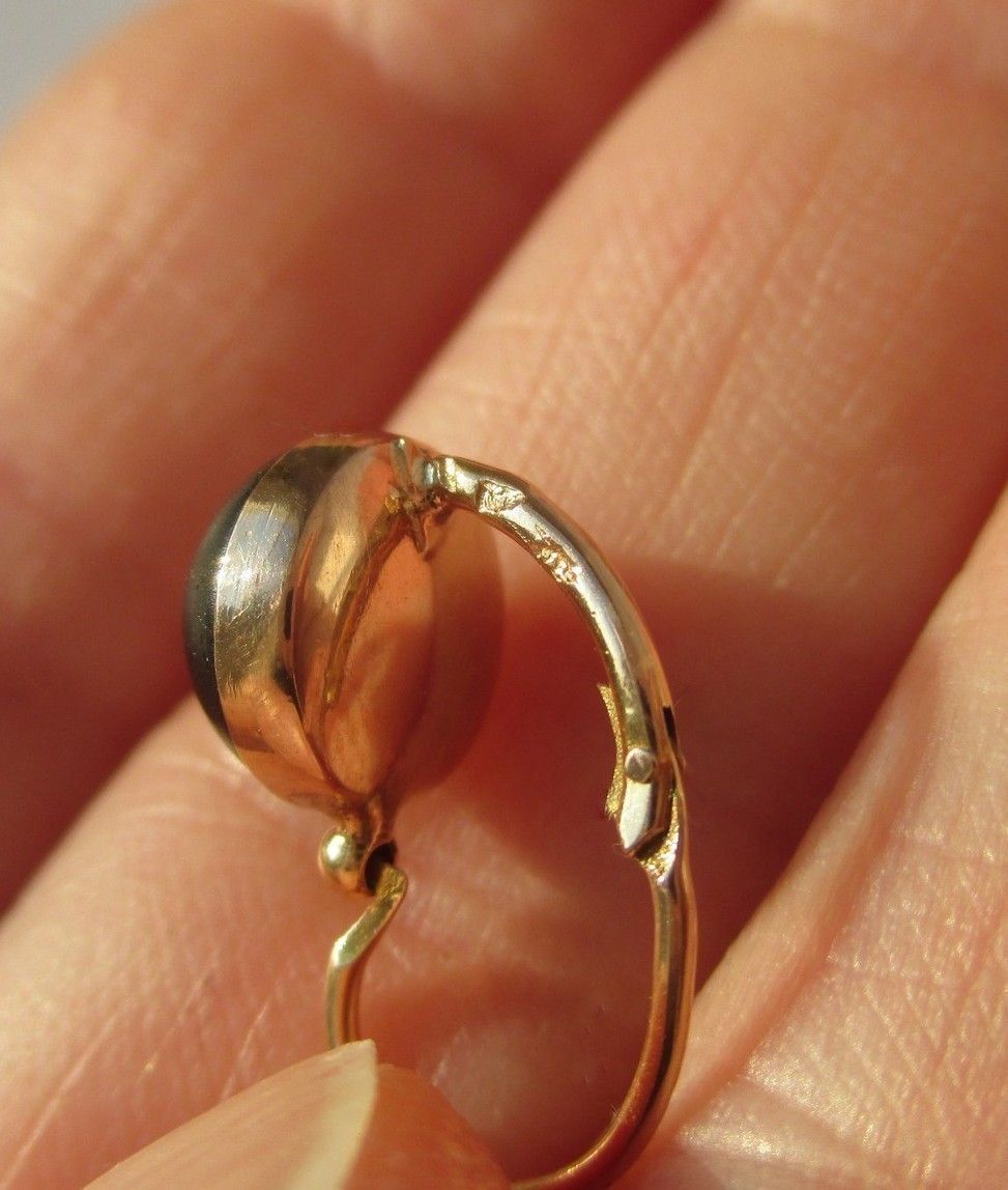 Boucles d’oreilles dormeuses Cabochon jais Or rose - Castafiore