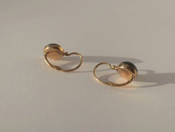 Boucles d’oreilles dormeuses Cabochon jais Or rose - Castafiore