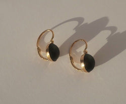 Boucles d’oreilles dormeuses Cabochon jais Or rose - Castafiore