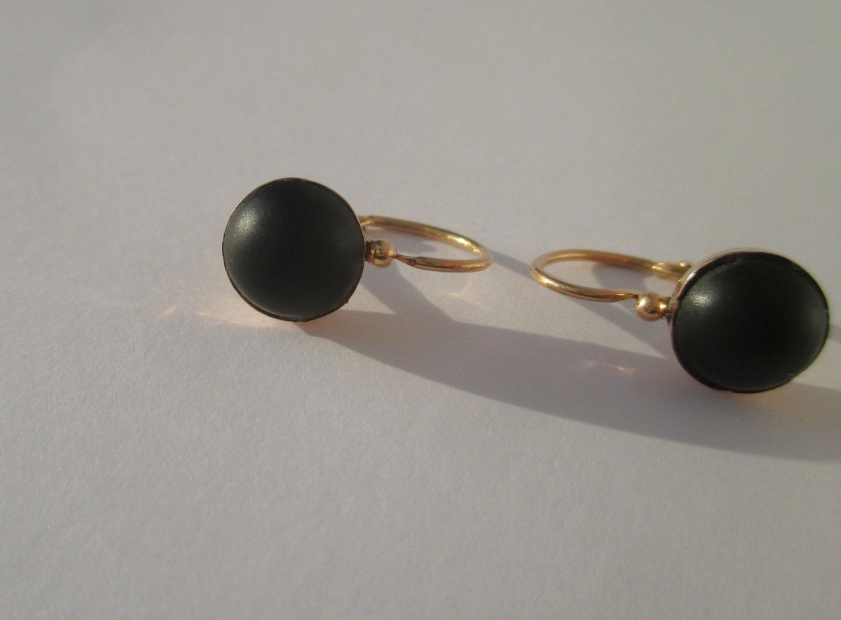 Boucles d’oreilles dormeuses Cabochon jais Or rose - Castafiore