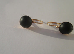 Boucles d’oreilles dormeuses Cabochon jais Or rose - Castafiore