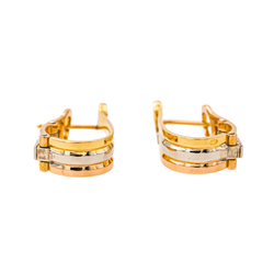 Boucles d'oreilles Dormeuses CARTIER "C de Cartier" en or jaune, or blanc et or rose - Castafiore