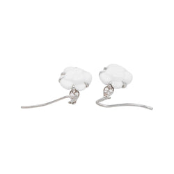 Boucles d'oreilles Dormeuses CHANEL "Camélia" en or blanc, agates et diamants - Castafiore