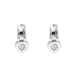 Boucles d'oreilles Dormeuses CHOPARD "Happy Diamonds" en or blanc et diamants - Castafiore