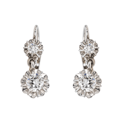 Boucles d'oreilles Dormeuses en or blanc et diamants - Castafiore