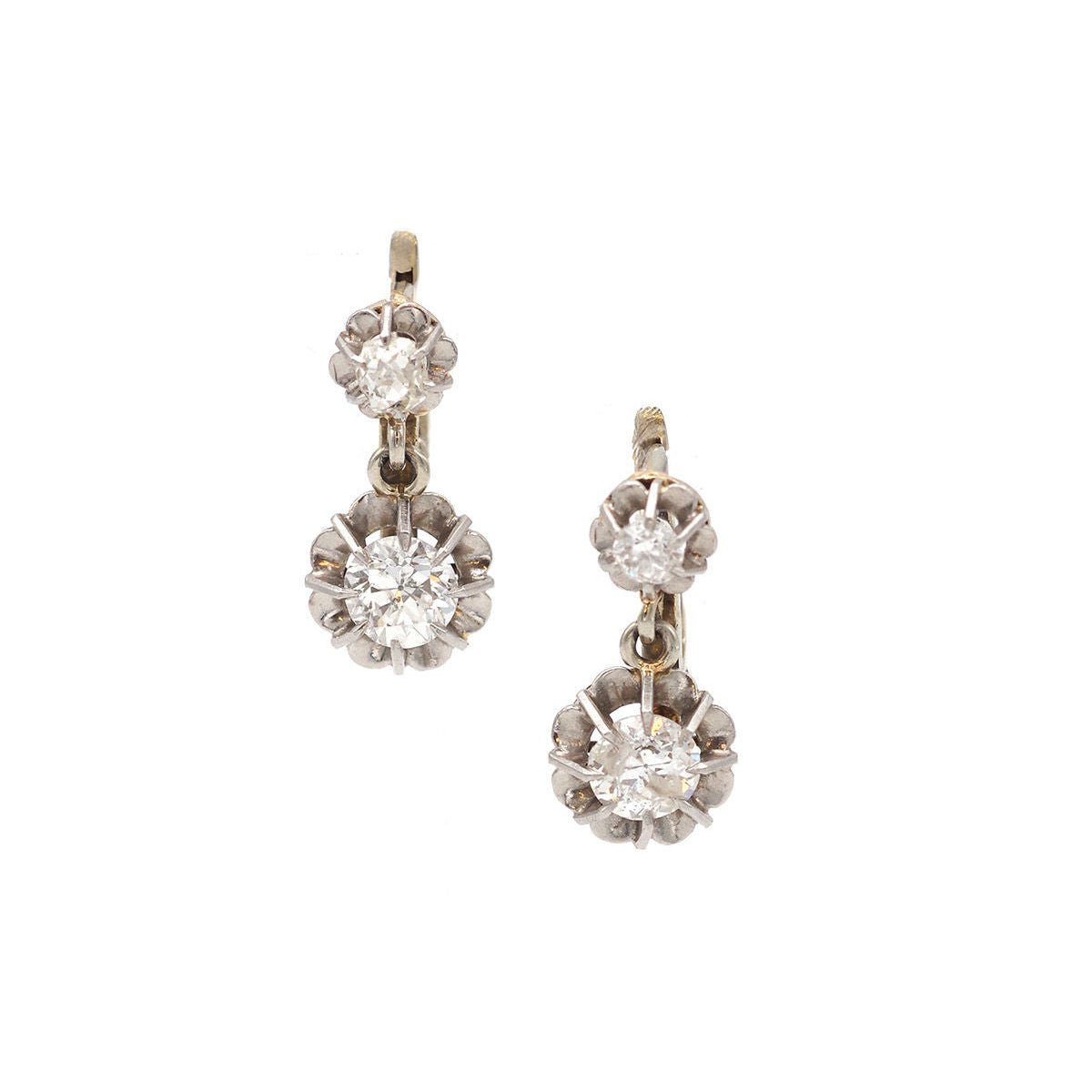 Boucles d'oreilles Dormeuses en or blanc et diamants - Castafiore