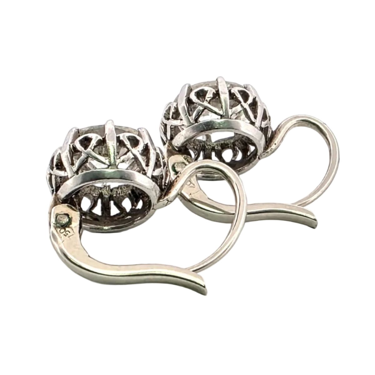 Boucles d'oreilles Dormeuses en or blanc et diamants - Castafiore