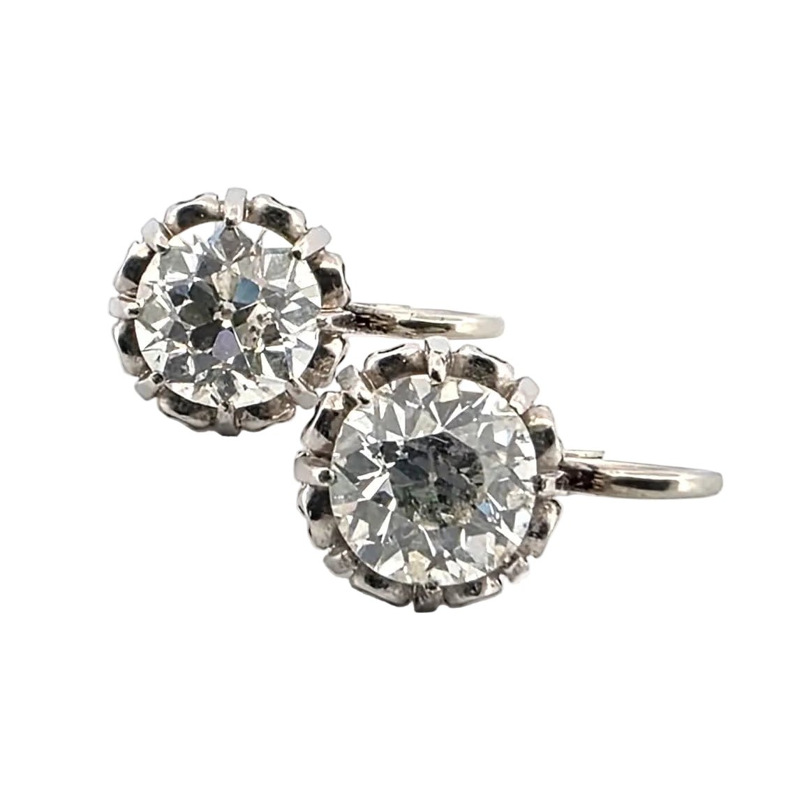 Boucles d'oreilles Dormeuses en or blanc et diamants - Castafiore