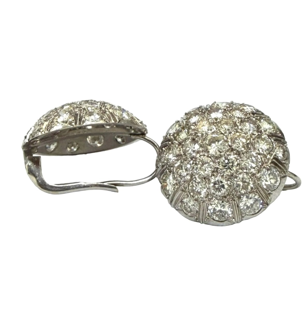 Boucles d'oreilles Dormeuses en or blanc et diamants - Castafiore