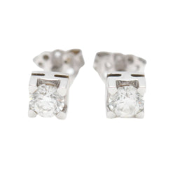 Boucles d'oreilles Dormeuses en or blanc et diamants - Castafiore