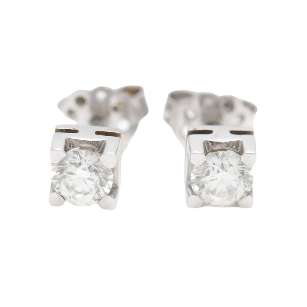 Boucles d'oreilles Dormeuses en or blanc et diamants - Castafiore