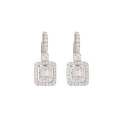 Boucles d'oreilles Dormeuses en or blanc et diamants - Castafiore