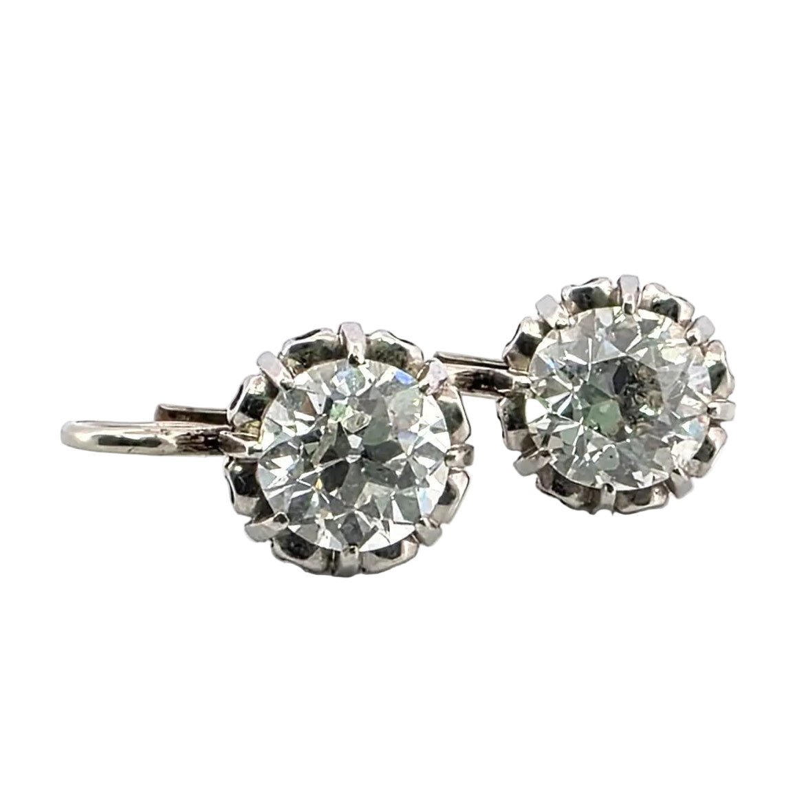 Boucles d'oreilles Dormeuses en or blanc et diamants - Castafiore