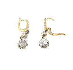 Boucles d'oreilles Dormeuses en or blanc, or jaune et diamants - Castafiore