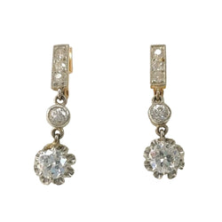 Boucles d'oreilles Dormeuses en or blanc, or jaune et diamants - Castafiore