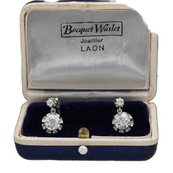 Boucles d'oreilles Dormeuses en or blanc, platine et diamants - Castafiore