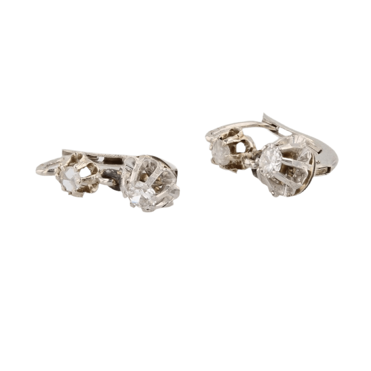 Boucles d'oreilles Dormeuses en or blanc, platine et diamants - Castafiore