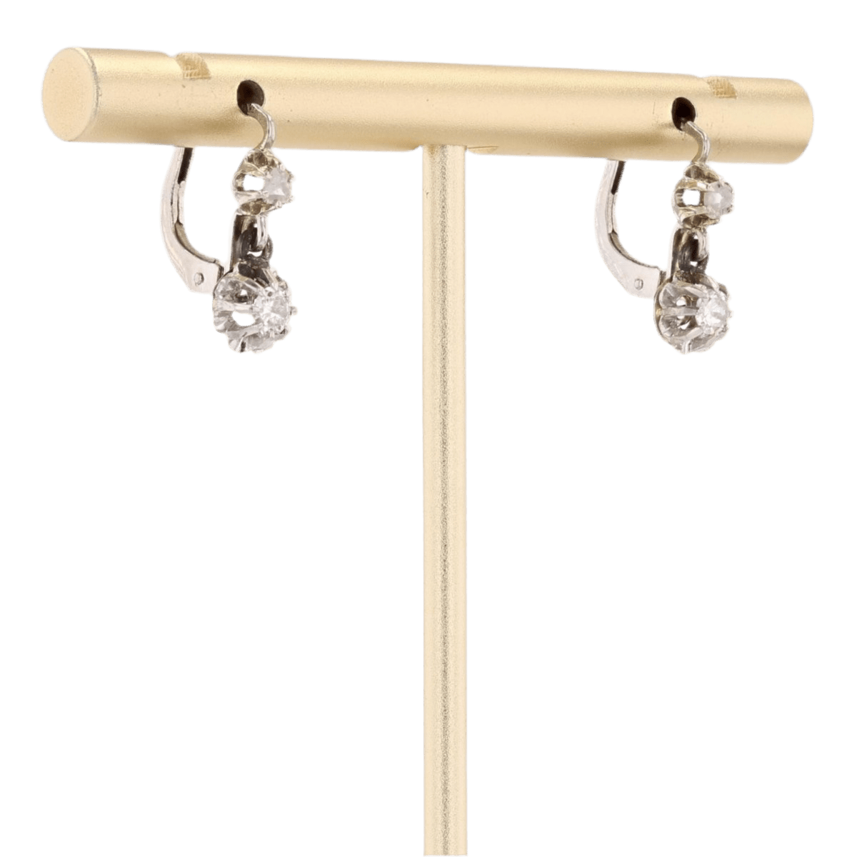 Boucles d'oreilles Dormeuses en or blanc, platine et diamants - Castafiore