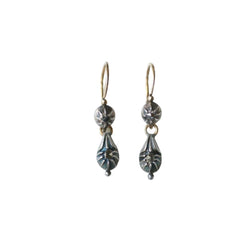 Boucles d'Oreilles Dormeuses en or jaune, argent et diamants - Castafiore