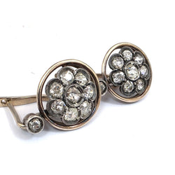 Boucles d'oreilles Dormeuses en or jaune, argent et diamants - Castafiore