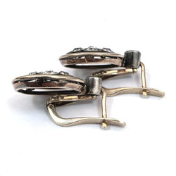 Boucles d'oreilles Dormeuses en or jaune, argent et diamants - Castafiore