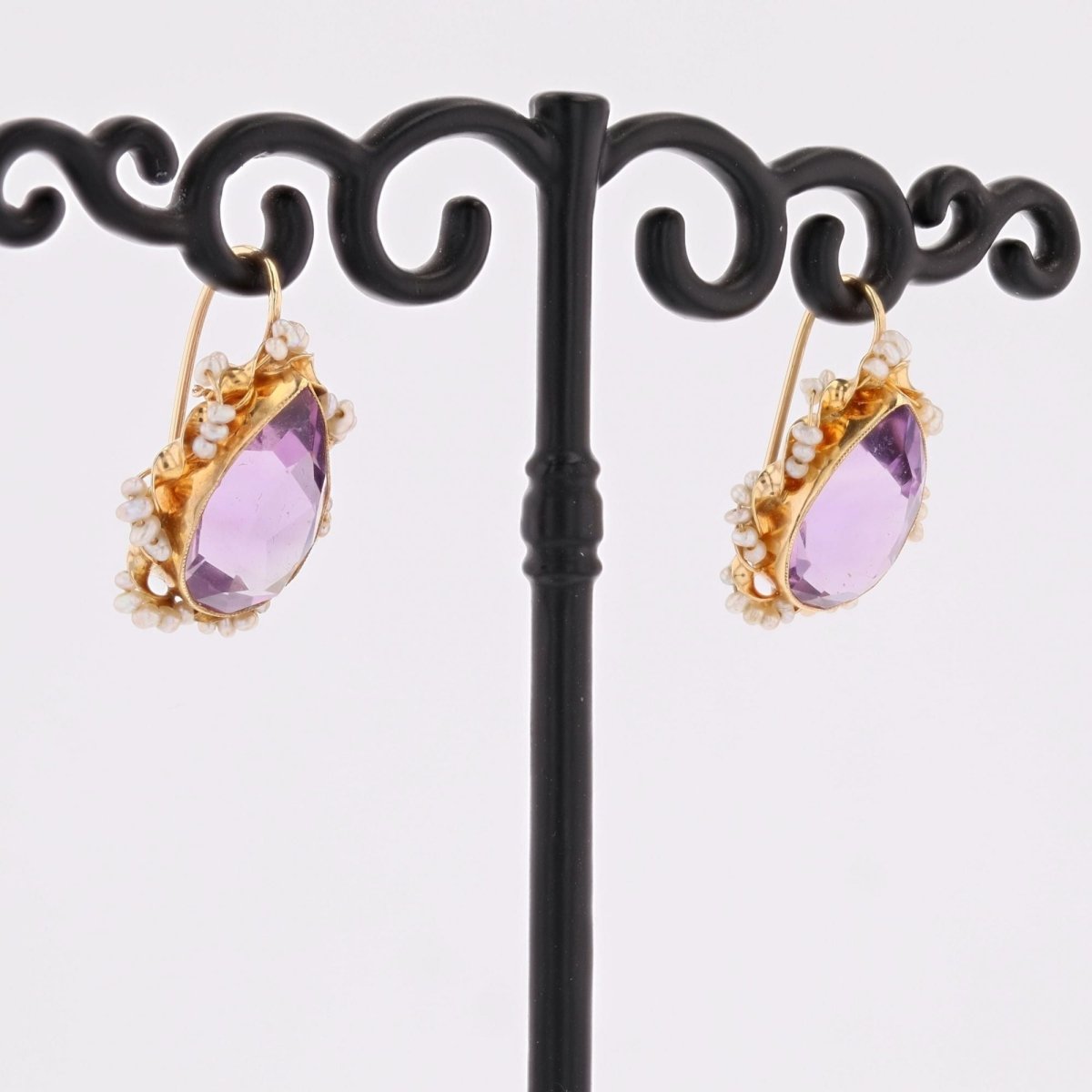 Earrings amethyst and pearl sleepers