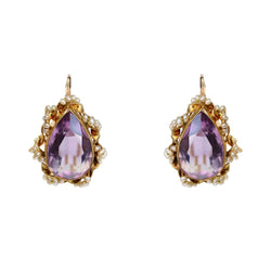 Earrings amethyst and pearl sleepers